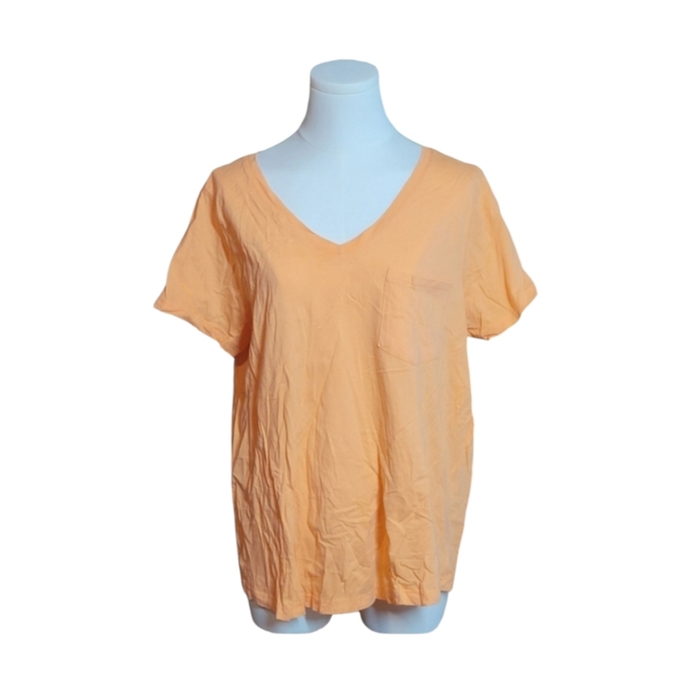 Style & Company Orange 100% Cotton Made In Egypt V-neck Tee Size Extra Large